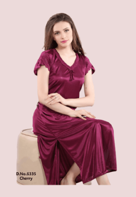 Premium Cambric Cotton Angrakha Katha Work Designer Nighty 
